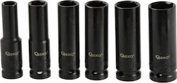 Geko Καρυδάκια Μακριά με Καρέ Υποδοχής 1/2" Σετ 6τμχ