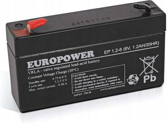 Europower UPS-Batterie mit Gewicht 1.2Ah und Spannung 6V