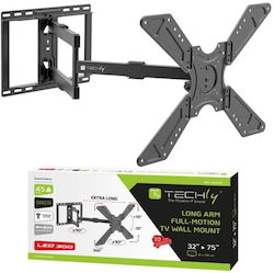 Techly ICA-PLB371 TV-Halterung Wandmontage Mit Verlängerungsarm Bis 75 Zoll Und 45kg Silber