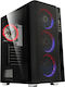 Spacer Rainbow Gaming Midi Tower Carcasă PC cu Deschidere Laterală și Iluminare RGB Negru