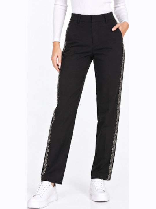 Women's Fabric Trousers in Regular Fit Black WL-11577AP-27JA-BLACK