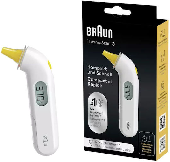 Braun Thermoscan 3 Digital Ear Thermometer Suitable for Babies Brown