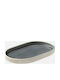 Playground Playground Servierplatte Oval aus Grau Porzellan 18x11cm