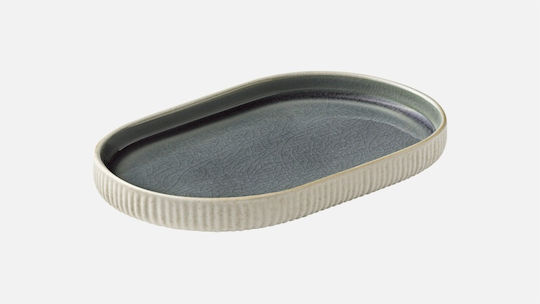Playground Playground Servierplatte Oval aus Porzellan Grau 18x11cm
