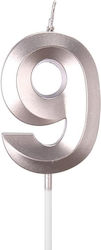 Zahl 9 Kerze Flippy Diamond Modell 5 X 3,4 Cm Silber