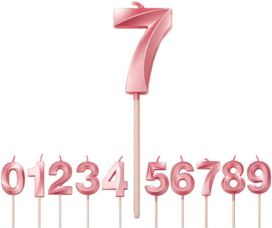 Свещ Свещи За Рожден Ден Номер 7 Модел Диамант 5 X 3.4 См Розова