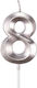 Nummer 8 Kerze Flippy Diamond Modell 5 X 3,4 Cm Silber