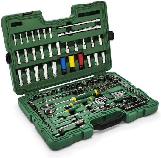 Sata Ratschen- und Steckschlüssel-Set 1/4" & 1/2" & 3/8" 180 Stück