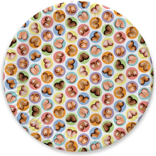 Set Papier Teller Brüste Little Genie Dirty Boob Party Plates Mehrfarbig 8 Stück