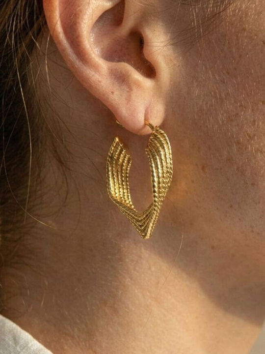 Oceana Bold Huggies Steel Earrings Gold Golden Classic