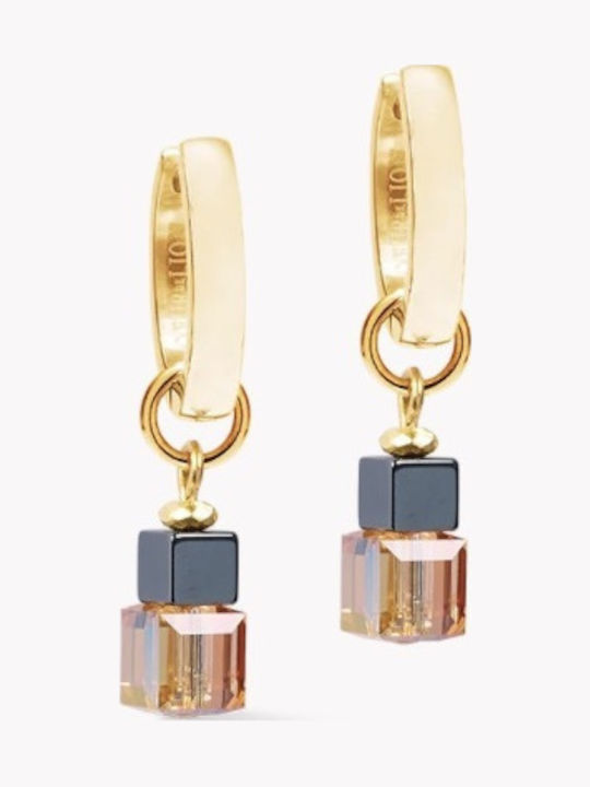 Coeur De Lion Cube Duet Hoop Earrings Earth Gold 3019211100