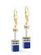 Coeur De Lion Geocube Iconic Drop Earrings Azure Glow Gold 2838201007