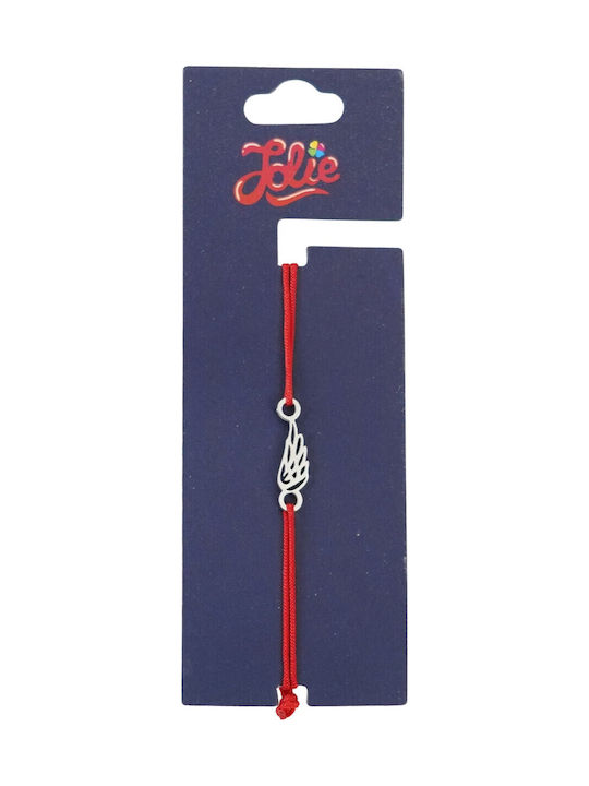 Martisor Stainless Steel Bracelet Children Jolie Textile Stainless Steel Red Cord Angel Wing Design Silver