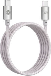 Forever Кабел USB-C мъжки - USB-C 60W Сребрист 1м
