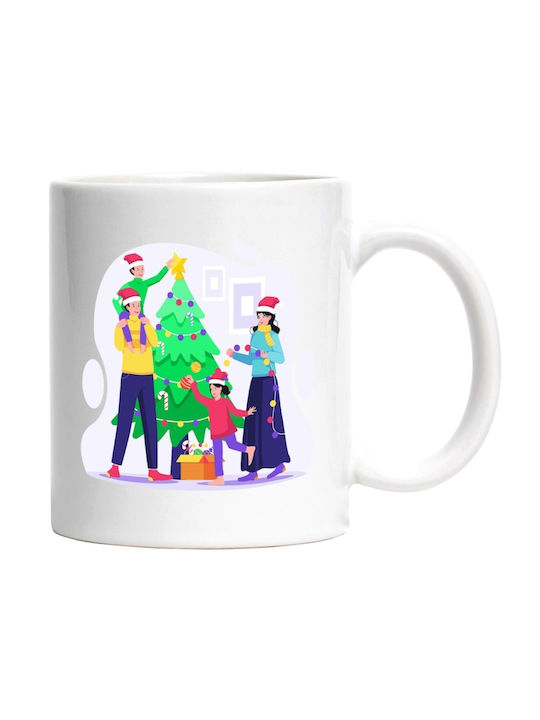 Brad De Crăciun Crăciun Familie Ornamente Cană De Crăciun Ceramică Brazi 330ml (Cu Personalizare)