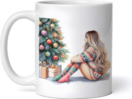 Isolda Christmas Painting Christmas Ceramic White Mug 330ml With Personalization