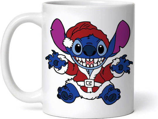 Lilo And Stitch Dressed As Santa Claus Χριστουγεννιάτικη Κούπα Κεραμική Άγιοι Βασίληδες 330ml (με Προσωποποίηση)