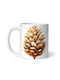 Cană Ceramică De Crăciun Cu Model Brazi Aurii 330ml (Cu Personalizare)