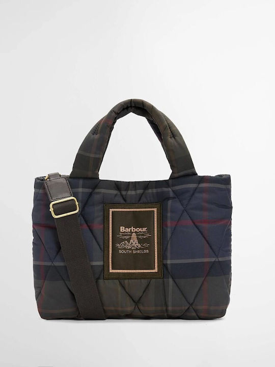 Barbour Тартан Текстилна Дамска Тоут Чанта Черна