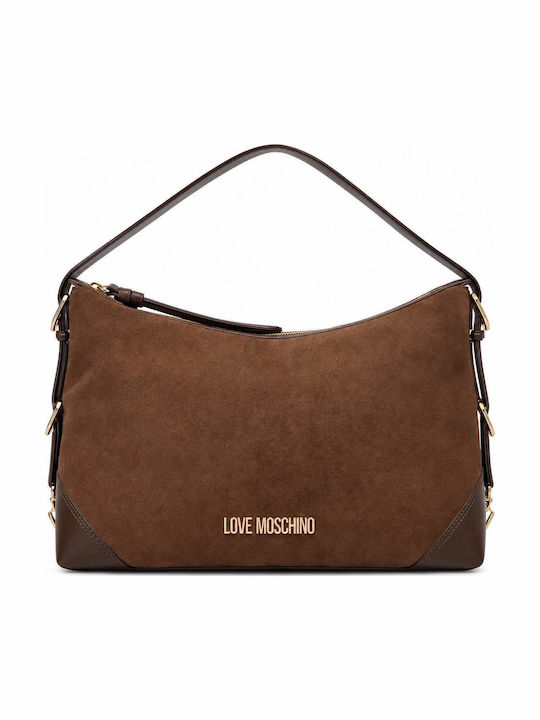 Moschino Γυναικεία Τσάντα Ώμου Suede Καφέ
