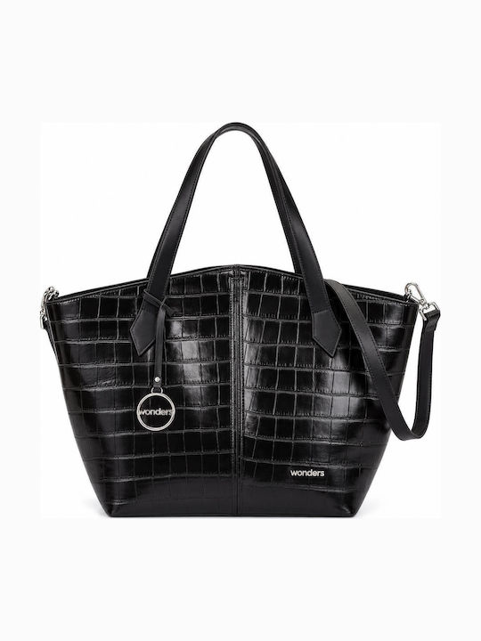 Wonders Women's Shopper Bag Croco Black