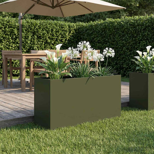 vidaXL Metallic Olive Green Planter Box 100x30x50cm