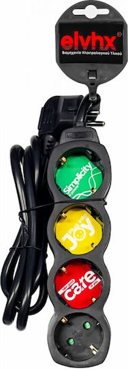 Power Strip 4 Sockets with Switch and Cable 1.5m