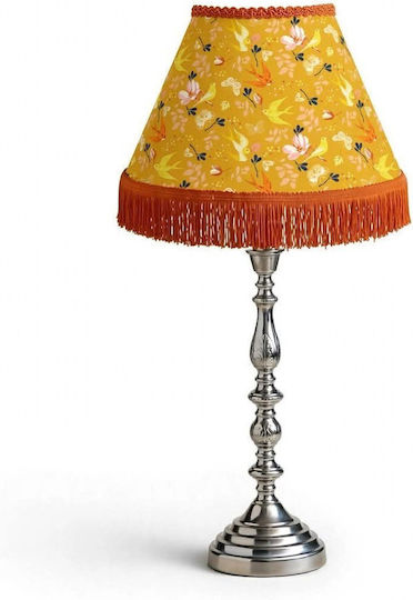 Table Lamp for E27 Fitting with Yellow Shade and Silver Base