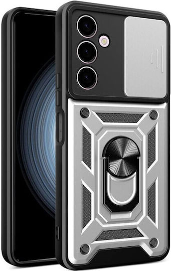 Bodycell Armor Slide Ανθεκτική Θήκη Samsung Galaxy M34 5g Κάλυμμα Κάμερα & Μεταλλικό Ring Holder Silver 5206015072642