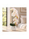 Keskor 22305-1 Künstliche Blumenkomposition Orchidee F15x50 cm Weiß Rosa Kunststofftopf