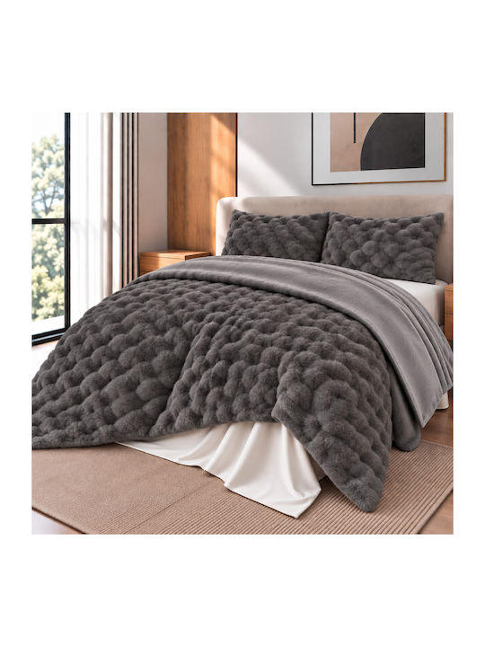 Saray Home Sherpa Comforter Set Super King 220x...