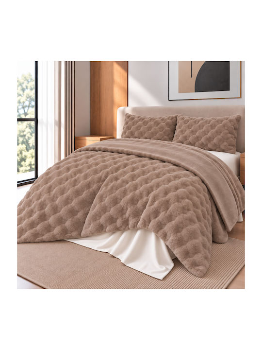 Saray Home Sherpa Comforter Set Super King 220x...