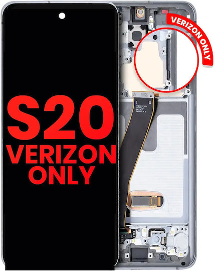 OLED модул рамка Samsung Galaxy S20 5G Verizon 5G UW само рамка aftermarket Plus Cloud White