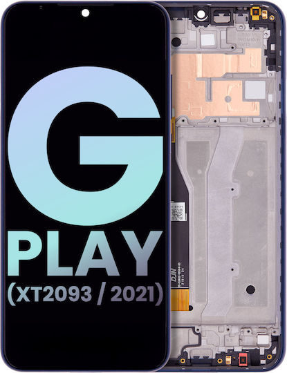 LCD модул с рамка Motorola Moto G Play Xt2093 2021 оригинален OEM мъгливо син