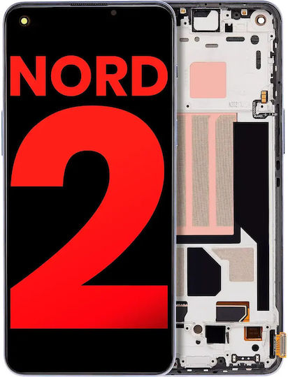 Asamblare OLED cu ramă OnePlus Nord 2 5G aftermarket Plus Gri Sierra