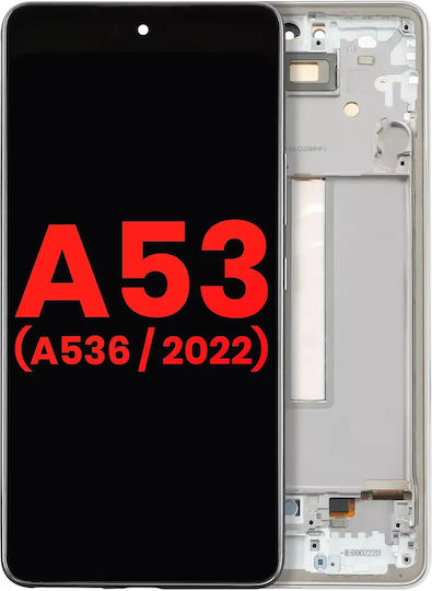 Ansamblu OLED cu ramă Samsung Galaxy A53 5g A536 2022 6.36" Aftermarket Plus Alb