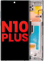 OLED Асембли Рамка Samsung Galaxy Note 10 Plus 5G Aftermarket Plus Aura Glow Сребрист
