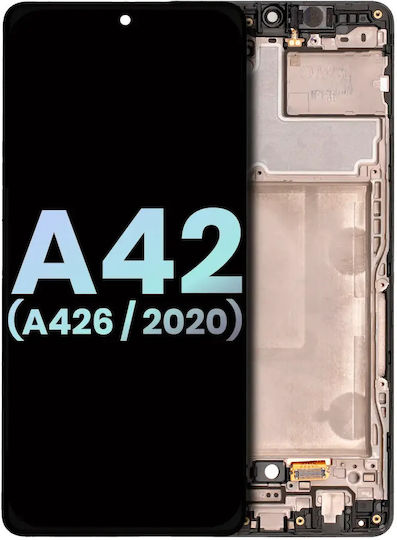 OLED Ersatzbildschirm mit Rahmen Samsung Galaxy A42 5G A426 2020 Service Pack Prism Dot Schwarz
