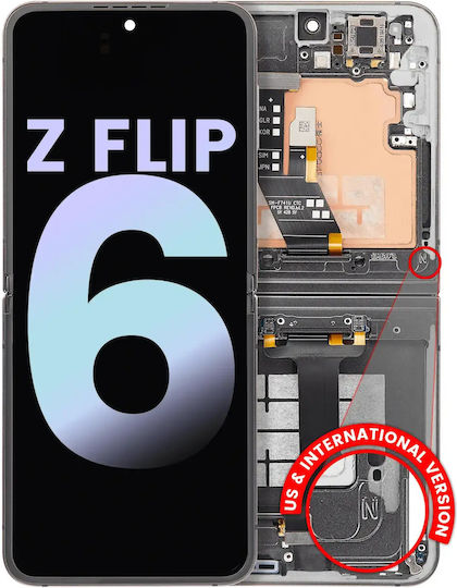 Inner Oled Assembly Frame Samsung Galaxy Z Flip 6 5g Us & International Service Pack Silver Shadow