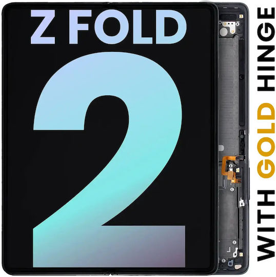 Вътрешен OLED модул с рамка Samsung Galaxy Z Fold 2 5G Service Pack US & International Мистик Черен Златен Пантa