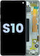 OLED Ersatzbildschirm mit Rahmen Samsung Galaxy S10 Service Pack Prism Silber