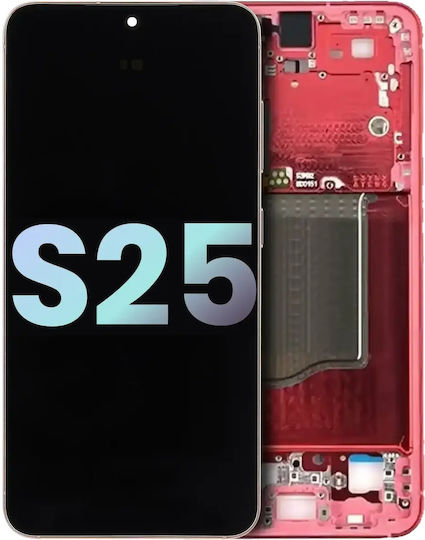 OLED Montage Rahmen Samsung Galaxy S25 5G Unser & Internationaler Service Pack Korallenrot