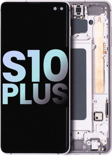 OLED модул с рамка Samsung Galaxy S10 Plus Service Pack керамично бяло