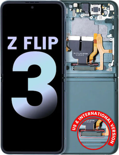 Вътрешен OLED модул с рамка Samsung Galaxy Z Flip 3 5G US и International Service Pack Зелен