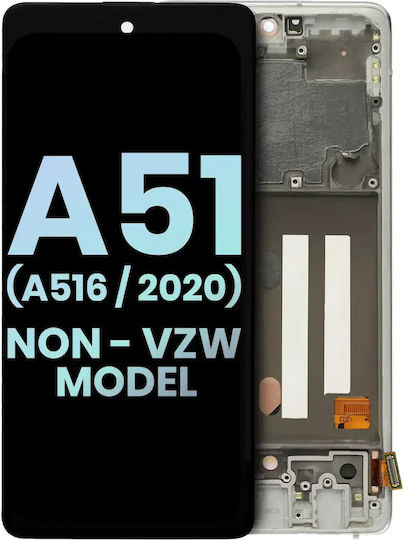OLED Асембли Рамка Samsung Galaxy A51 5G A516 2020 Non-Verizon 5G UW Рамка Сервизен Пакет Prism Cube Бял