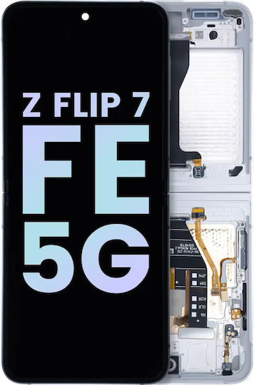 Innen-OLED-Baugruppe mit Rahmen Samsung Galaxy Z Flip 7 Fe 5G Service Pack Weiß