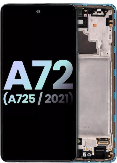 OLED модул с рамка Samsung Galaxy A72 A725 2021 Сервизен пакет Синьо