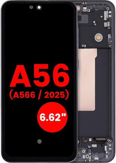 OLED Ersatzbildschirm mit Rahmen Samsung Galaxy A56 5G A566 2025 6,62" Aftermarket Plus Graphit