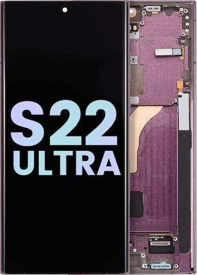 OLED Ersatzbildschirmrahmen Samsung Galaxy S22 Ultra 5G Service Pack Burgunder