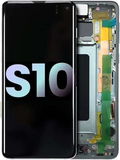 OLED Ersatzbildschirm mit Rahmen Samsung Galaxy S10 Service Pack Prisma Grün